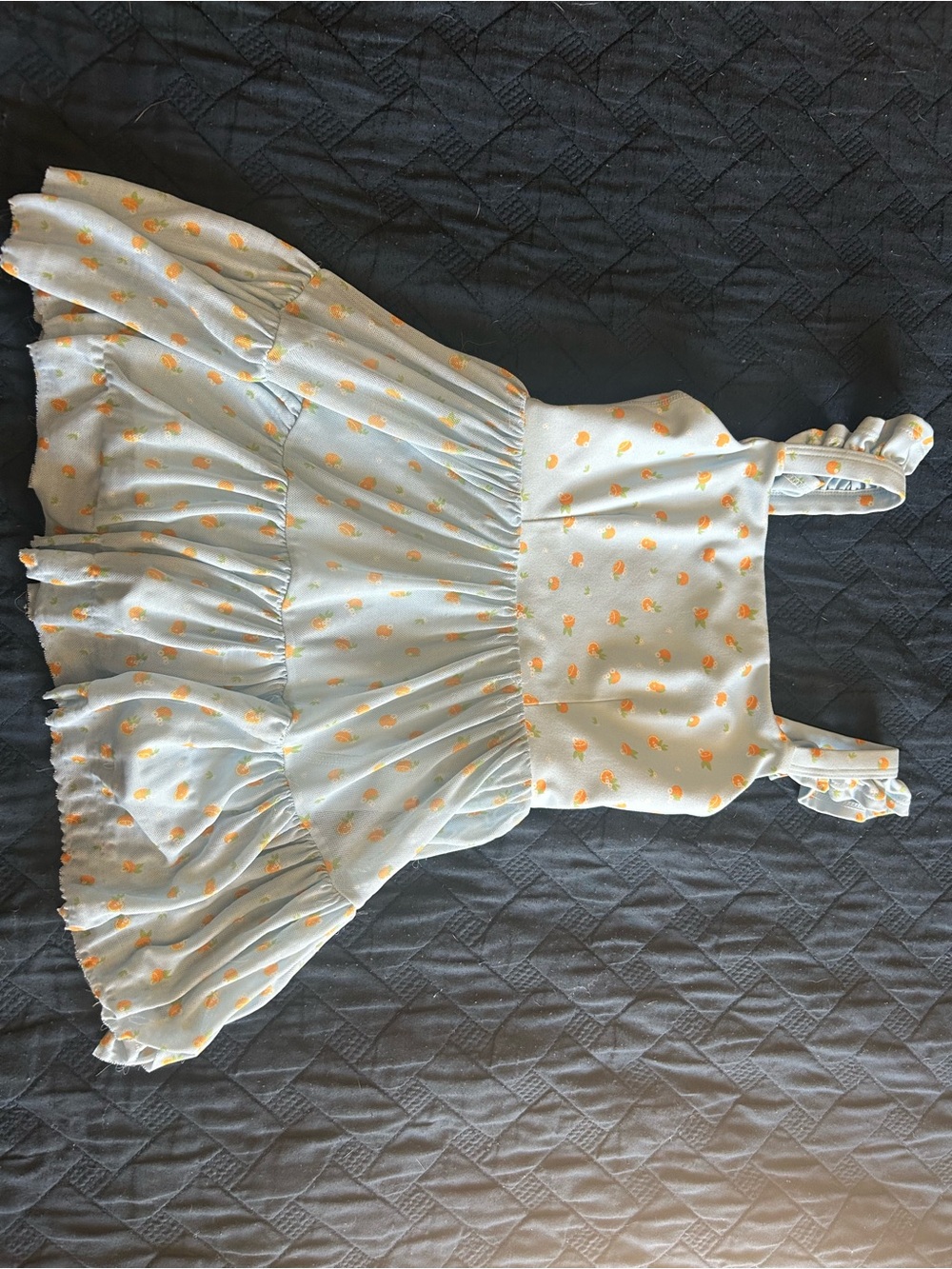 Girls' Light Blue Sundress & Built in Shorts with Orange Floral Print